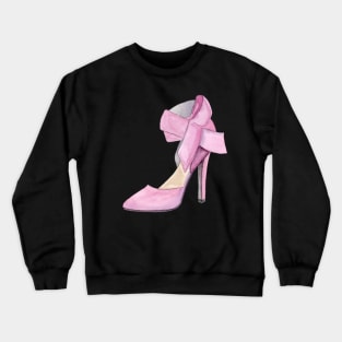 Pink high heel shoe with bow Crewneck Sweatshirt